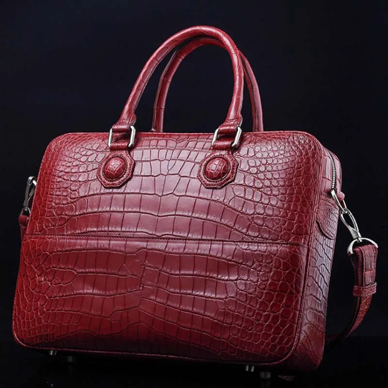 ourui  summer new  Real crocodile  men briefcase  Wine red  Private custom  Good quality goods men handbag