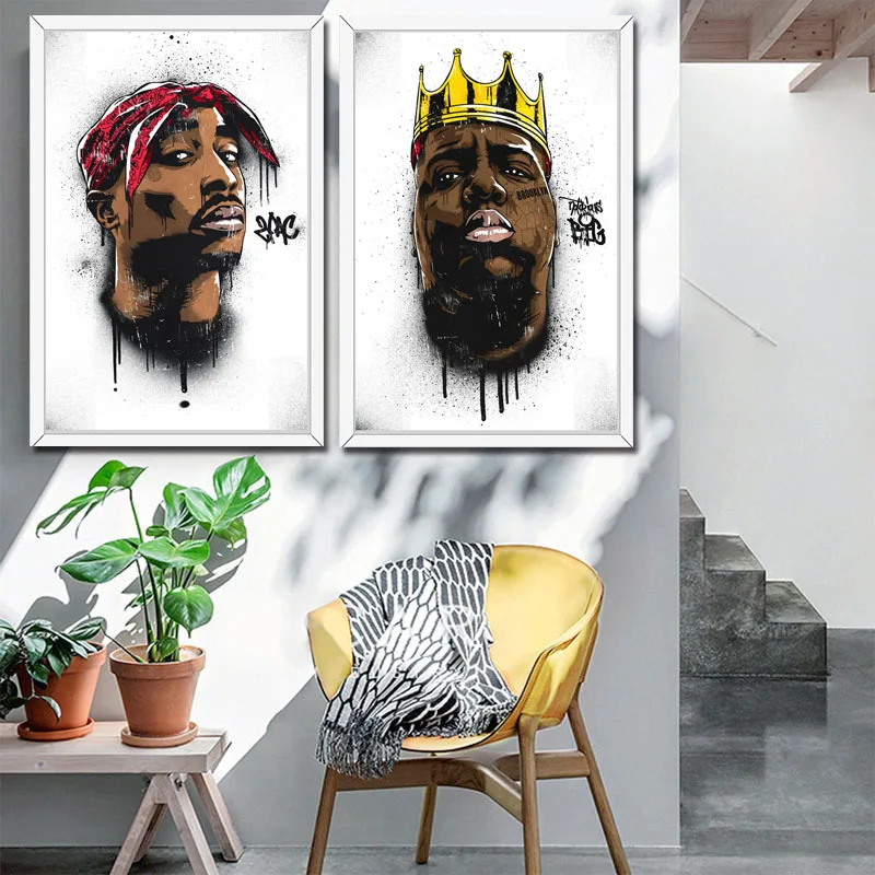 Wall Art Canvas Painting The Infamous B.I.G Biggie Smalls Tupac Anime Rap Music Nordic Poster Print Wall Picture Room Home Decor