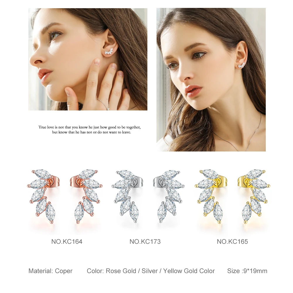 ZHOUYANG Earrings For Women 31 Hot Sale Korean Style Cubic Zirconia Rose Gold Color Young Girl Fashion Jewelry KC164