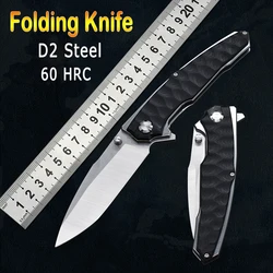 New Hot Sale D2 Steel Pocket Knife Outdoor Hunting Sharp High Hardness Folding Knife Camping Knive Self-Defense EDC Tool Gift