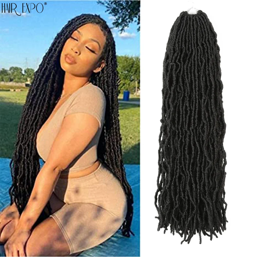 24-28Inch Godin Faux Locs Gehaakte Haar Nu Locs Synthetische Ombre Vlechten Hair Extensions Fashion Dread Voor Vrouwen haar Expo Stad