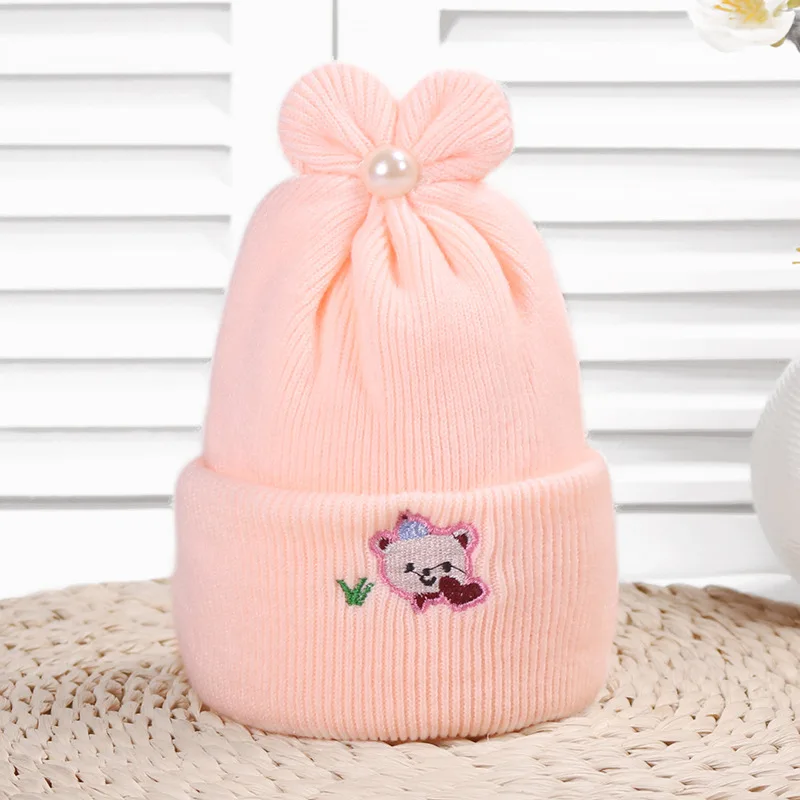 2020 Baby Stuff Accessories Baby Soft Turban Newborn Hat Lovely Winter Warm Beanie Crochet Knit Embroidery Patch Cap