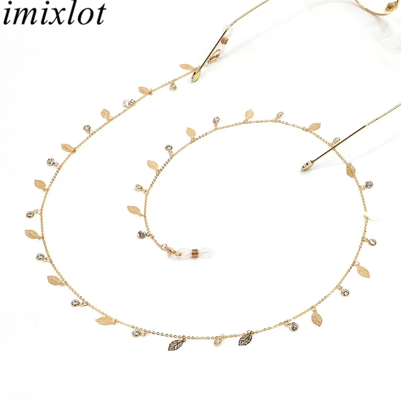 Imixlot 70cm Simple Metal Leaves Tassel Glasses Chain Unisex Fashion Non-Slip Sunglasses Lanyard Necklace Eyewear Accessories