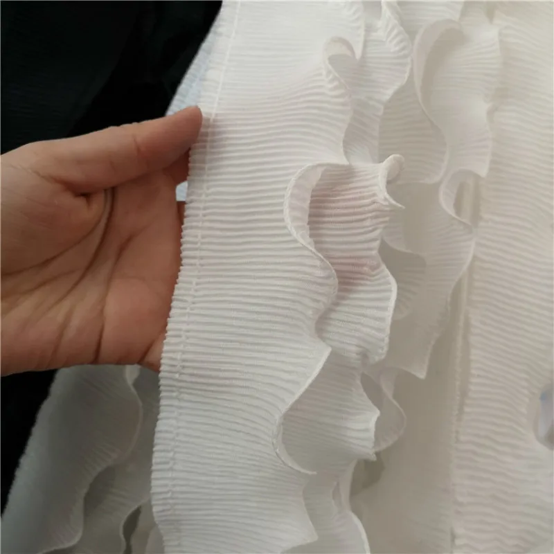 8CM Wide Modern Pleated Chiffon Elastic Lace Frilly Dress Collar Provide Purified Ribbon 3d Flowers Of Embroidery Diy Crafts