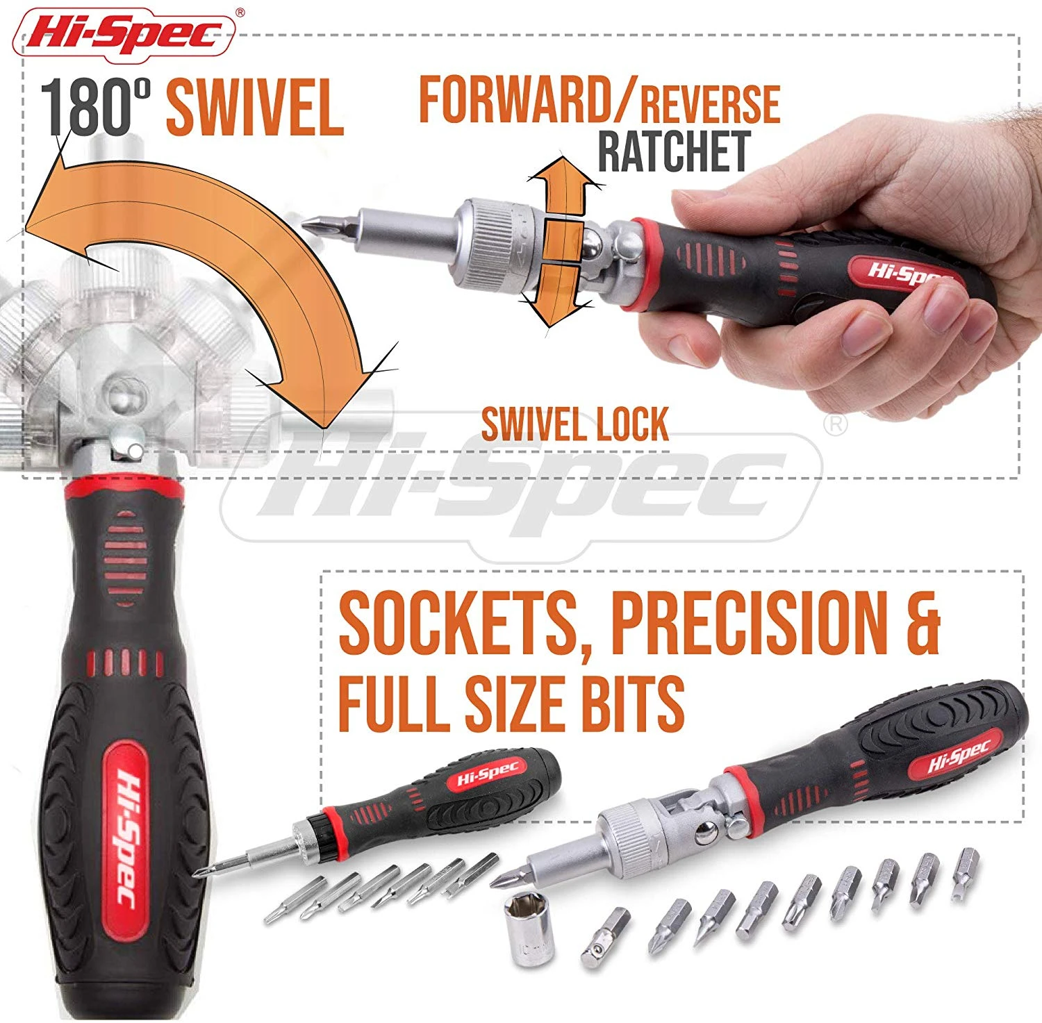 Imagem -04 - Hi-spec-ratchet Screwdriver Bit Grupo 180 Graus Chave de Fenda Ajustável Chave Universal Ferramenta de Mão no Case 61 Pcs