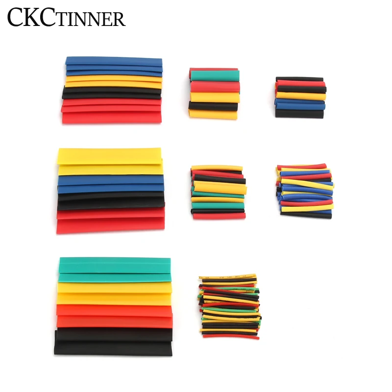 164pcs /lot Heat Shrink Tube Polyolefin Shrinking Assorted Tube Electrical Wire Cable Insulated Sleeving Tubing Set 8 Sizes 2:1