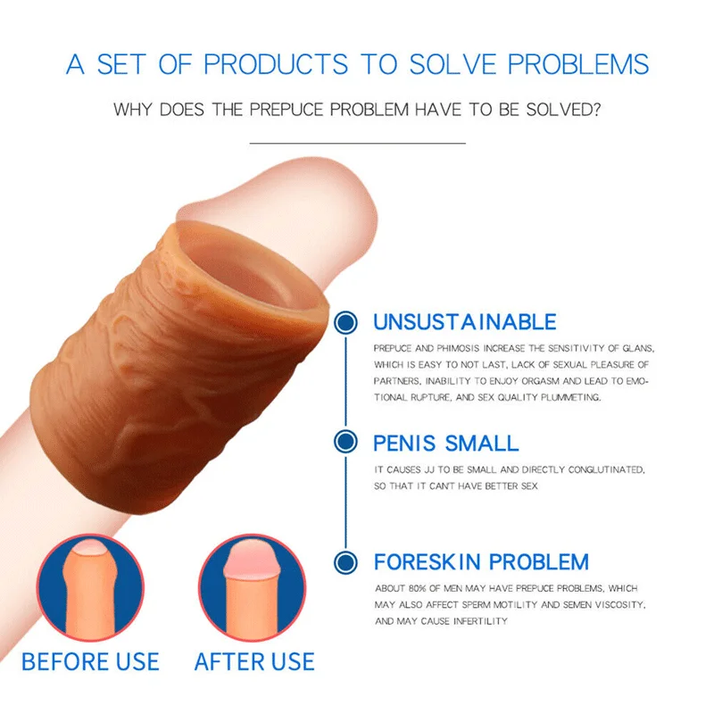 Male Foreskin Corrector Cock Ring Penis Restoration Ring Sleeve Penis Massage Sex Toys for Men Silicone Men\'s Ring Corrector