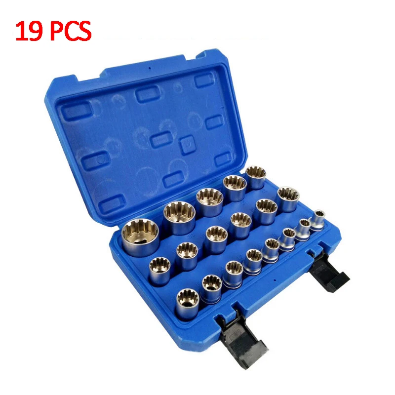 16/19/21 pcs 1/2' Socket Convertor Adaptor Set Square Drive 12-point Impact Socket Adaptor for Car Bicycle Garage Repair Tool