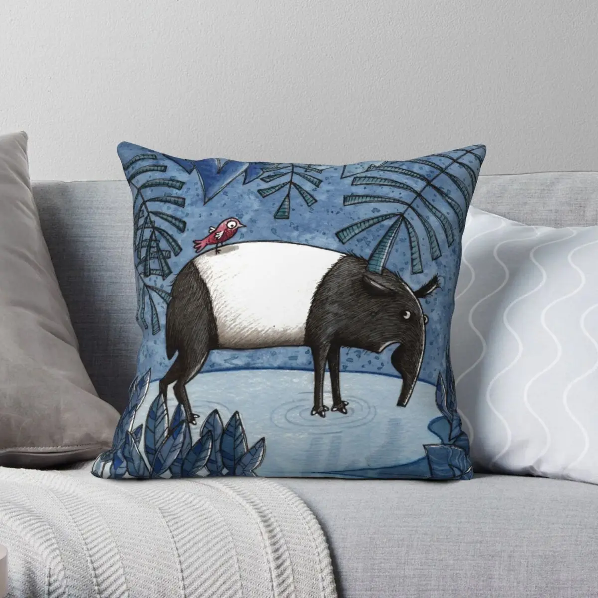 Welcome To The Jungle Tapir Square Pillowcase Polyester Linen Velvet Printed Zip Decor Pillow Case Car Cushion Cover 45x45