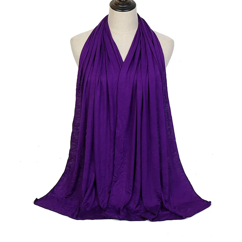 Hijab liso de algodón y poliéster, bufanda larga y suave de 170x60Cm, 20 colores