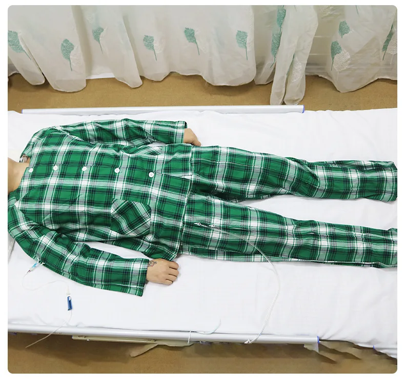 Herren-Pyjama-Anzug mit Reißverschluss, langes, vollständig geöffnetes Krankenhauskleid für einfaches Tragen, ältere Menschen, gelähmte Betten, Patienten, Gesundheitsfürsorge für Erwachsene – Detail 4