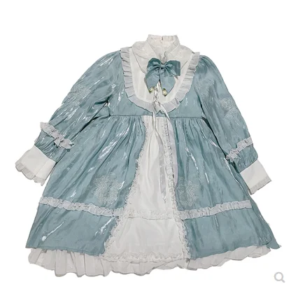 Robe de princesse gothique avec manches bouffantes pour filles, tenue cosplay à nœud papillon, style kawaii vintage, taille haute, Lolita cos loli