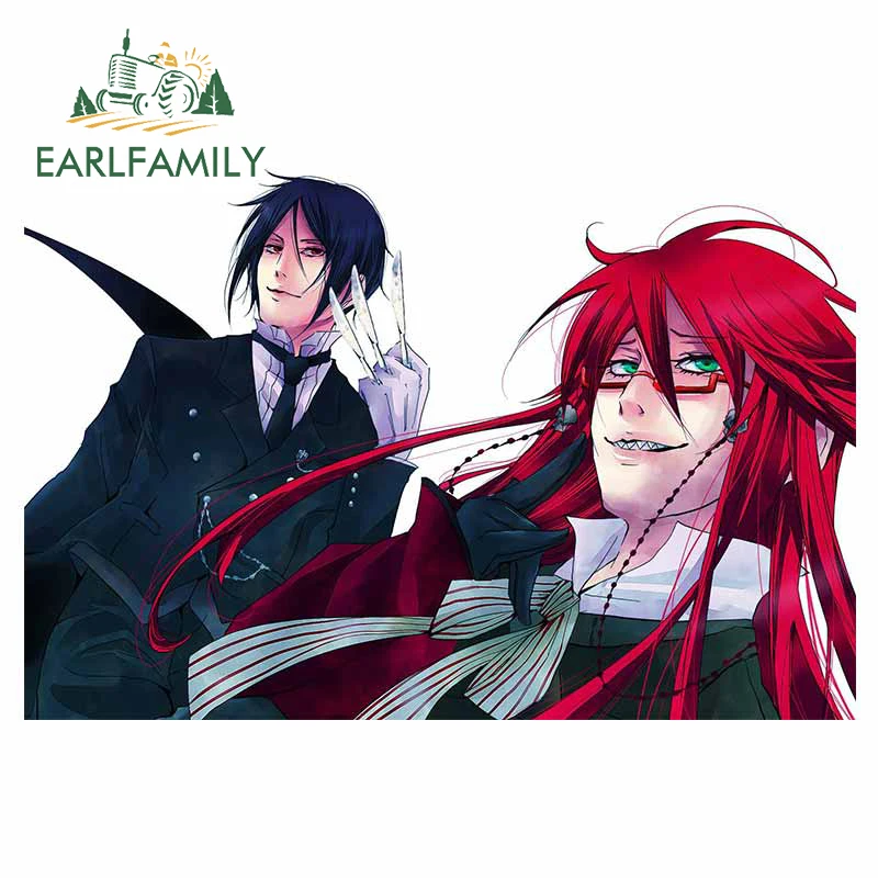 EARLFAMILY 13cm x 9.5cm for Black Butler Sebastian Grell Sutcliff Suitcase Decal Creative Tuning Car Stickers Surfboard Graphics