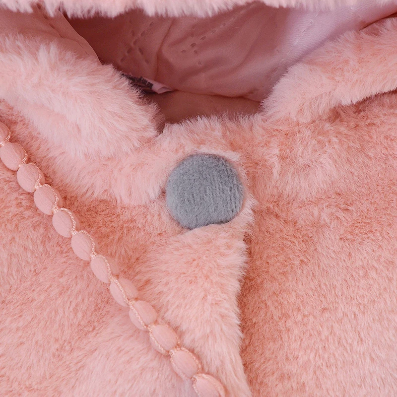 Vestiti per neonata Simpatiche orecchie di coniglio Giacca per bambini in peluche Autunno Inverno Caldo cappotto per ragazze in cashmere con