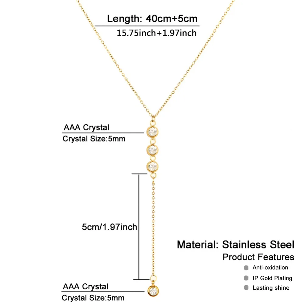 MinaMaMa Stainless Steel Chain Shiny Crystal Necklaces Earrings Jewelry Sets For Women Girls New Fashion Jewelry Sets