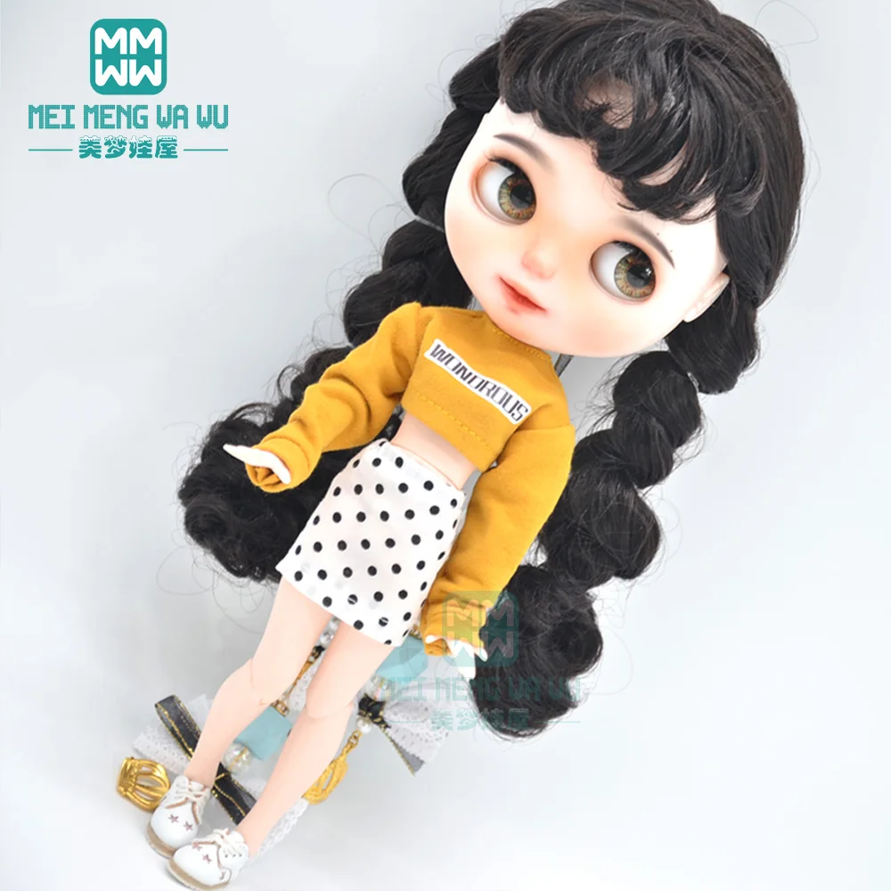 

1pcs Blyth Doll Clothes fashion loose t-shirt, Polka dot skirt for 28-30cm Blyth Azone OB22 OB24 doll accessories