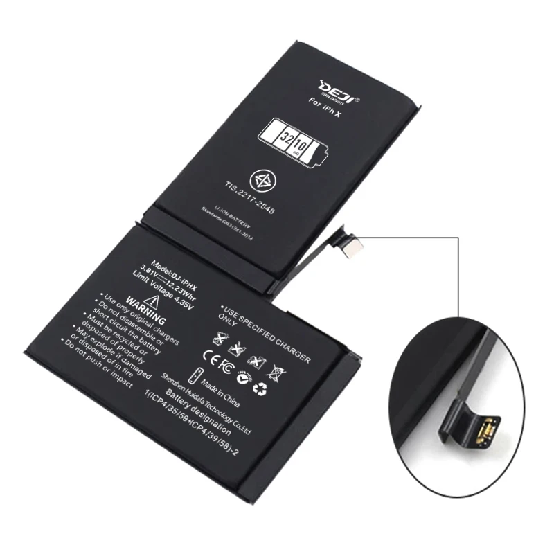 DEJI for iphone x xr xs xs max battery high capacity replacement battery for X with tool kits 3010mah 3210 3510 3710 bateria