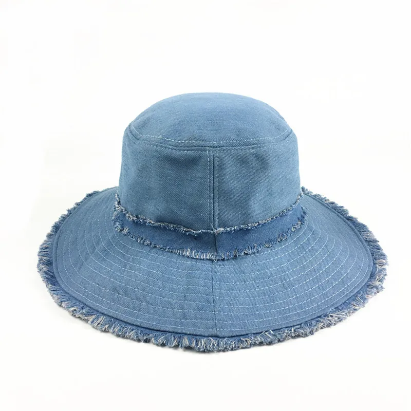 Moda Denim Tecido Mulher Sol Chapéus Verão