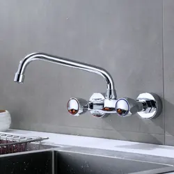 Robinet de cuisine en laiton chromé, balcon, piscine, double interrupteur dans le mur, rotation à 360 °, eau chaude et froide, robinet Assad, 1 pièce
