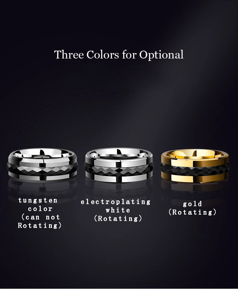 8mm Width Tungsten Rings for Men Engagement Wedding Band Men Jewelry Rotated Freely Part, Customized, Rotating