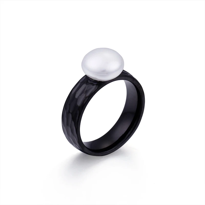 Fashion Stainless Steel Imitation Pearl Rings Three Colours Cute/Romantic Finger Rings For Women Jewelry Engagement Gifts