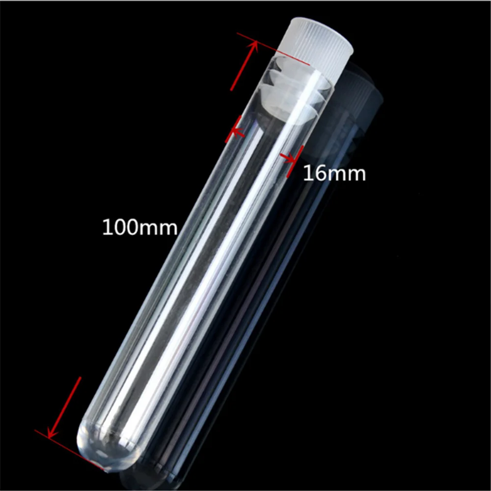 10pcs Clear Plastic Test Tube With Cap Bottom Long Transparent Test Tube Lab Provides 2 Sizes Liquid Packaging