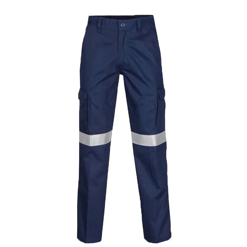 Mens Hi Vis Work Wear Pant Night Reflective Pant High Visibility Pant 100% Cotton Long Pants Navy Blue Pant