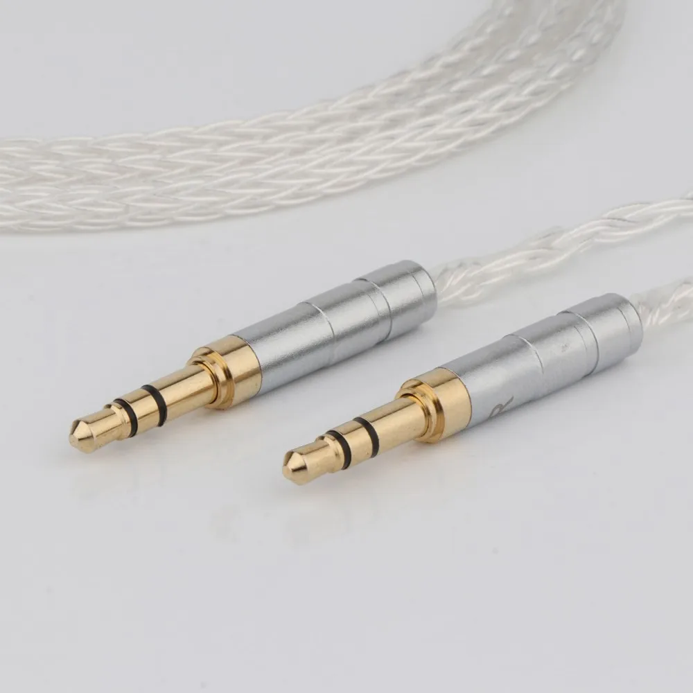 8-żyłowy pojedynczy kryształ srebrny do słuchawek Beyerdynamic T1 T5P II AMIRON HOME Denon AH-D600 AH-D7100