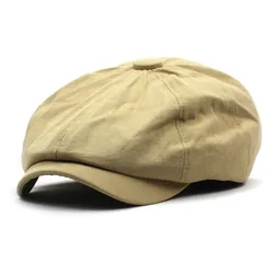 2024 Solid Cotton Newsboy Caps Men Flat Peaked Cap Women Painter Beret Hats