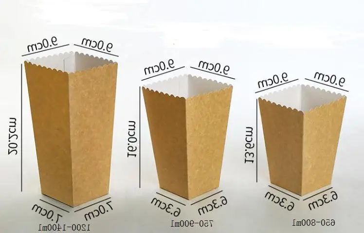 

Disposable Kraft Paper Popcorn Cup Snack Paper Box Fries Box Solid Fast Food Thick Container Cinema Package Cup Wholesale