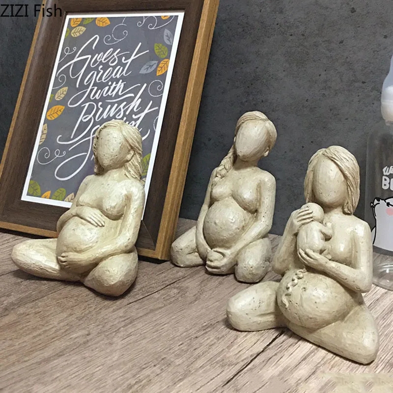 Kobieta w ciąży Retro charakter żywice statua dekoracja biurka kobiety w ciąży rzeźba ozdoby biurko Decor figurka statuetka