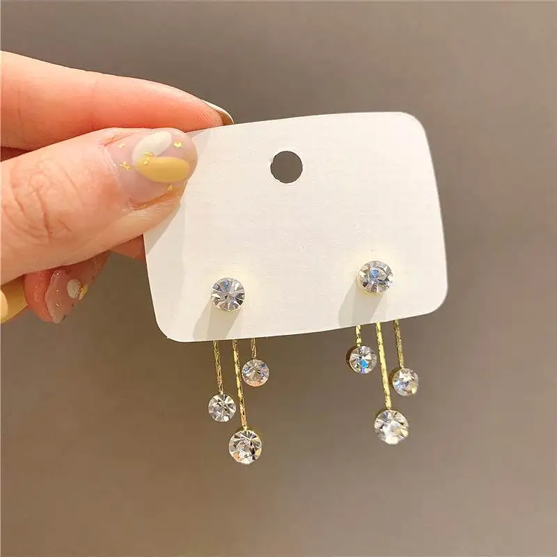 Fashion Zircon Tassel Front And Back Earrings For Women Korean Style New Earings Jewelry bijoux Wholesale