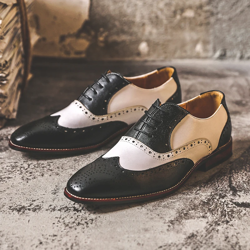 Yomior New Spring Summer Lace-Up Men Shoes Designer High Quality Vintage British Formal Dress Loafers Wedding Brogue Shoes Work