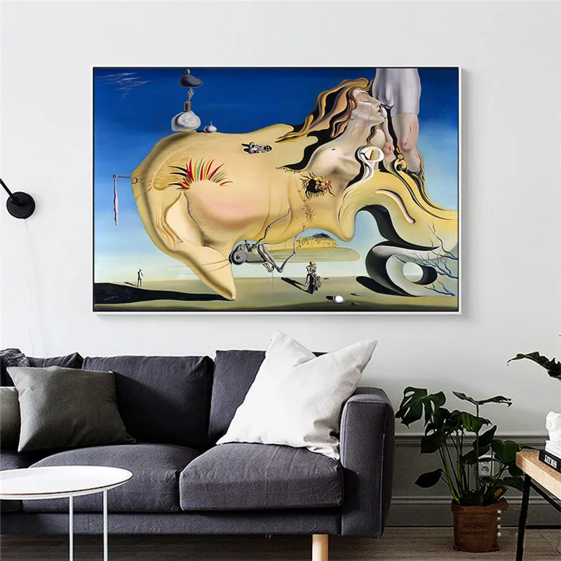Famous Artwork Salvador Dali Face of the Great Masturbator Painting Canvas Poster Print Cuadros Wall Art Picture For Living Room