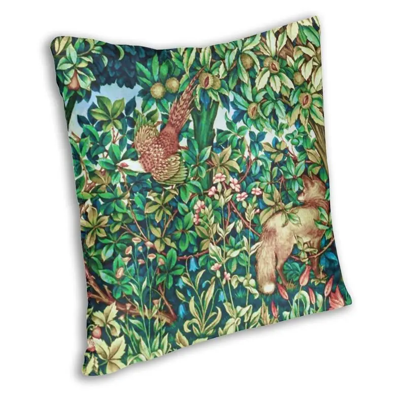 William Morris Fox And Pheasant Tapestry Square Pillow Case Home Decor Textile Pattern Cushions Throw Pillow 40*40cm For Bedroom