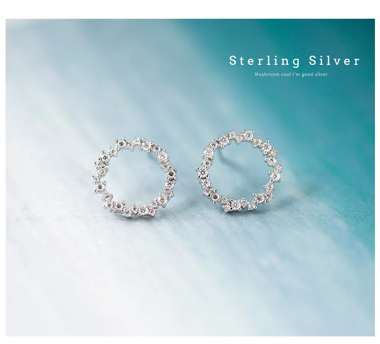 New Hot Fashion 925 Sterling Silver Crystal Circle Earrings for Women Girls Gift Fashion Statement Jewelry  korean earrings