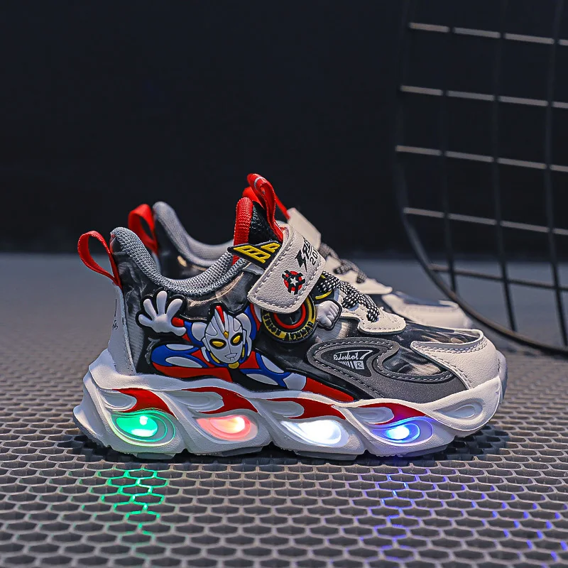 Children Sports Shoes Flashing Shoe Unisex Mesh Breathable Running Shoes with LED Lights Boys Girls Sneakers Older Kids Trainers