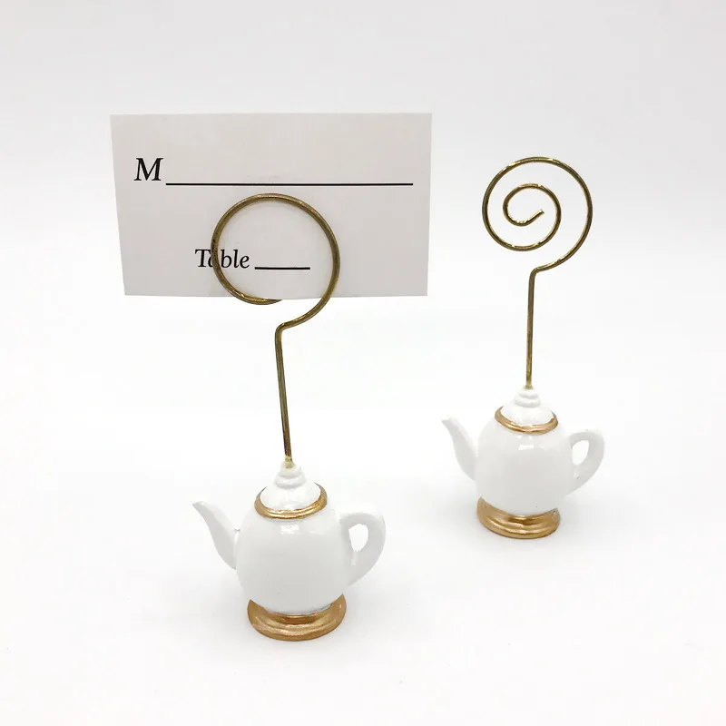 Tea Time Whimsy Teapot Design Place Card Holder, Photo Holders, Wedding Favors, Party Decorations, Name Cards Clips, 10/12Pcs