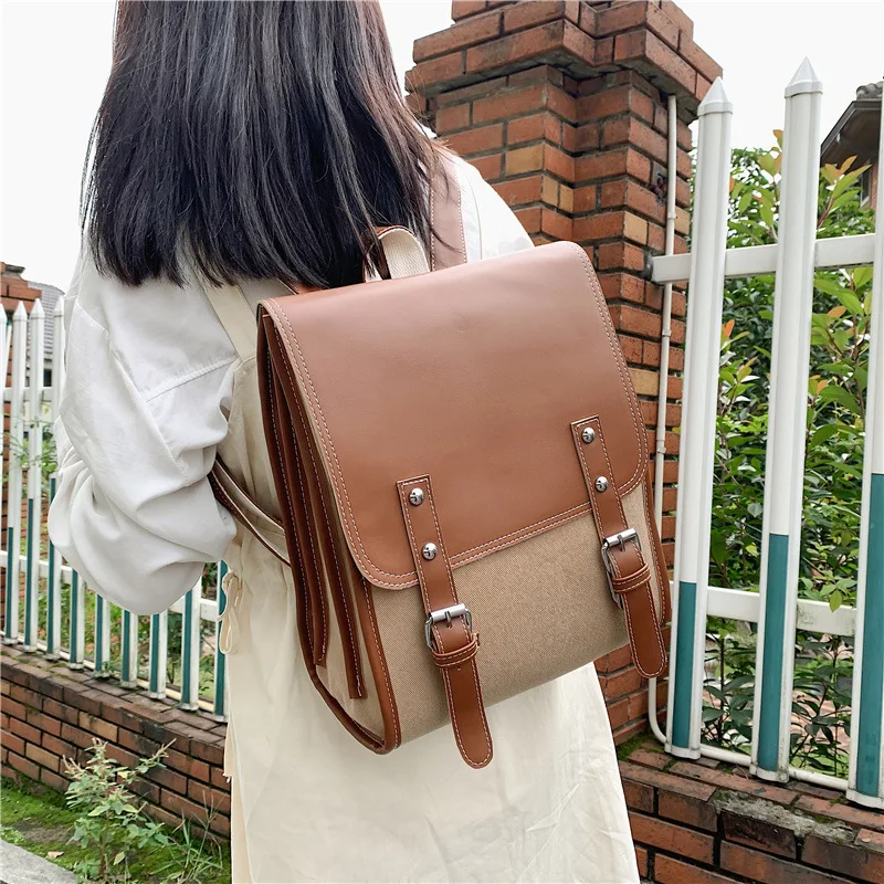 Preppy style women backpack Large Capacity Laptop Bag Casual School Backpacks for Girls patchwork Travel bags for Female totes