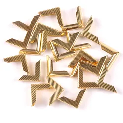 striped Golden Metal Corners For Books Scrapbooking Photo Albums Menus Crafts DIY 50pcs 17x17x3mm CP2390