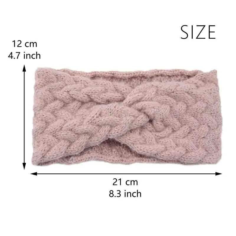 Women Twist Cross Wool Knitting Wide Hairband Autumn Winter Plush Ear Warmer Crochet Headwrap Knitted Headband Hair Accessories