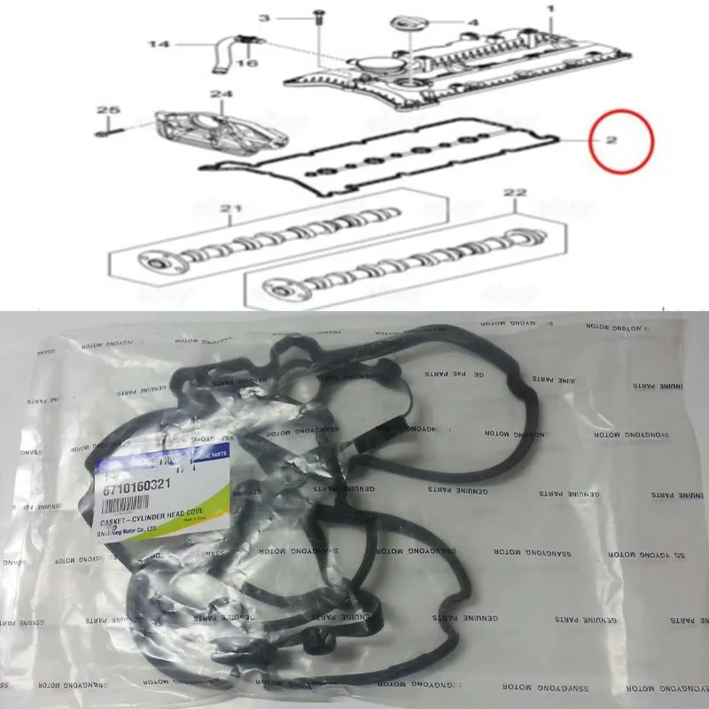 Brand new original genuine valve cover gasket 6710160321 for SsangYong Korando(CK) Actyon/Sports II Rexton W 6710160321