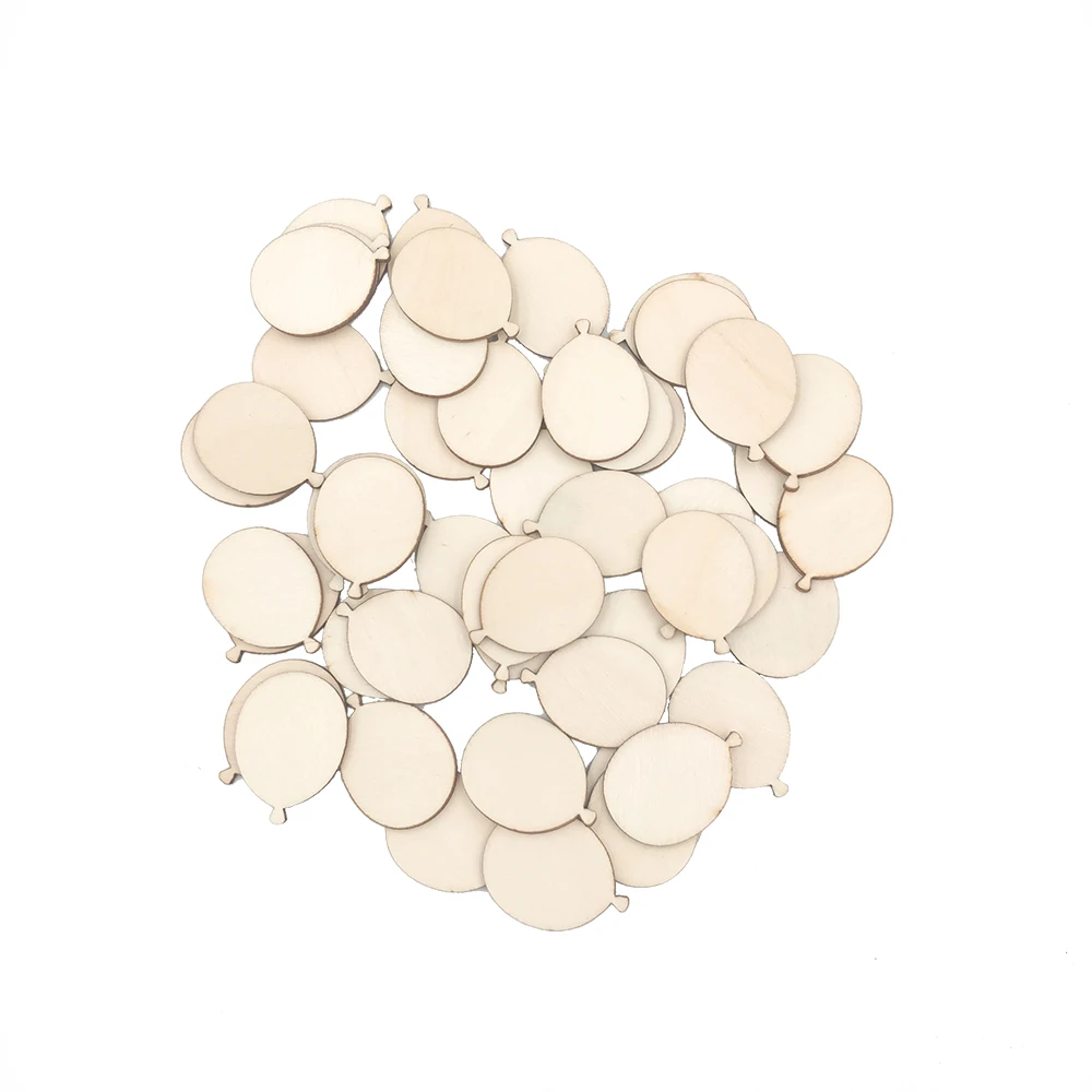 20pcs Laser Cut Wood Balloon Embellishment Wooden Shape Craft Wedding Decor