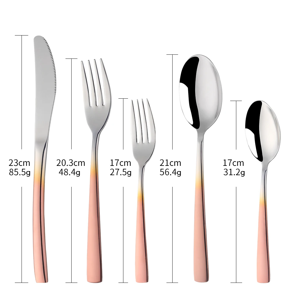 5/20Pcs Rainbow Dinner Set Wedding Travel Cutlery Set Stainless Steel Colorful Dinner Knife Fork Scoop Rainbow Dinnerware Set