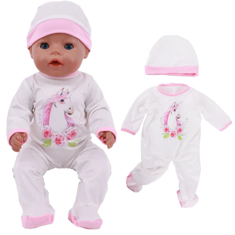 Doll Clothes Born Baby Fit 18 inch 40-43cm Unicorn dress Doll Accessories Clothes For Baby Festival Birthday Gift