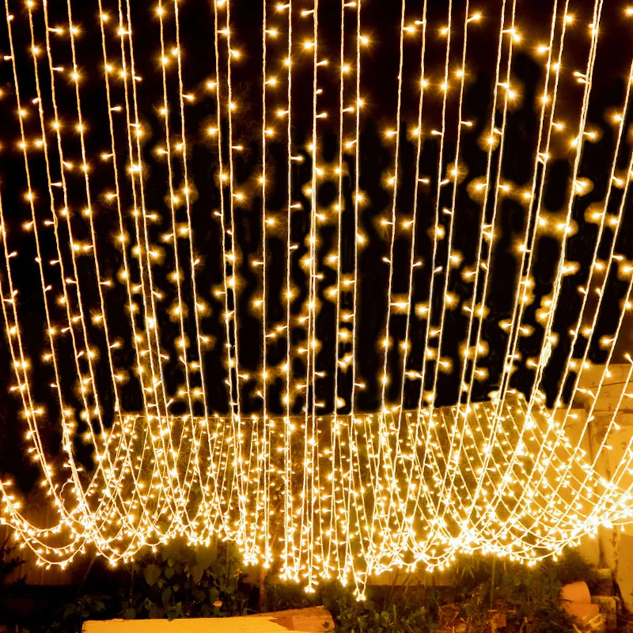 Luces decorativas de hadas para fiestas navideñas, cadena de luces de estrella parpadeante para exteriores, impermeables, 8 modos, 10M, 200M, 300M,