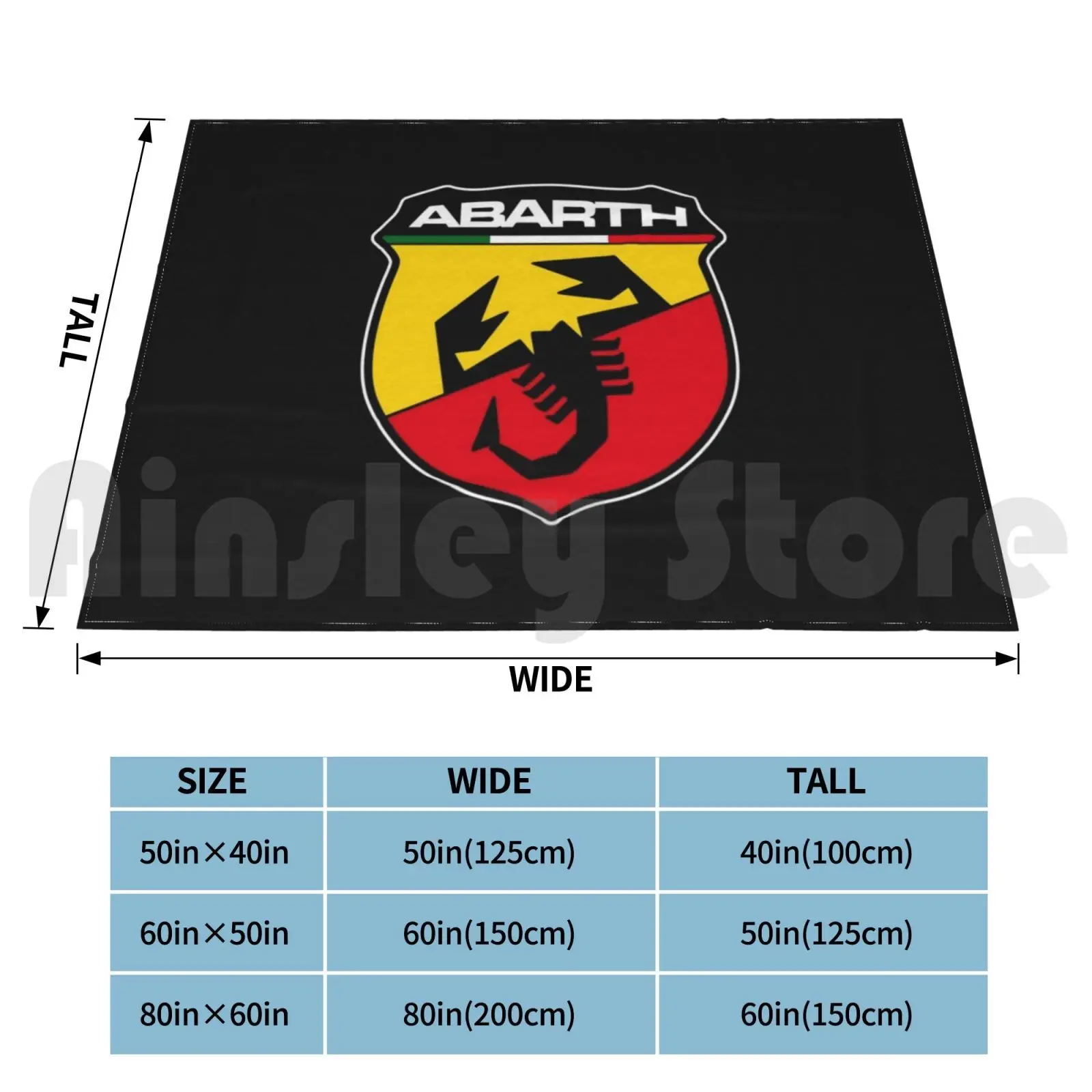 Abarth Logo Blanket Fashion Custom Abarth Fiat Racing Car 500 Classic Logo Lancia Vintage Italian