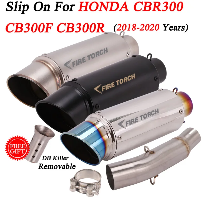 

Slip On For HONDA CB300F CBR300 CB300R 2018-2020 Motorcycle GP Exhaust Pipe Tip Muffler Escape Moto Middle Link Tube DB Killer