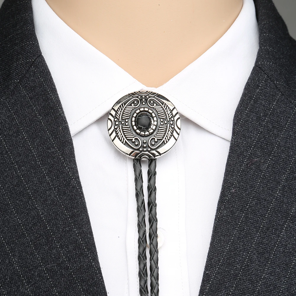 

Western cowboy BOLO TIE tie suit clothing accessories retro pattern totem glass patch leather collar rope birthday banquet gift