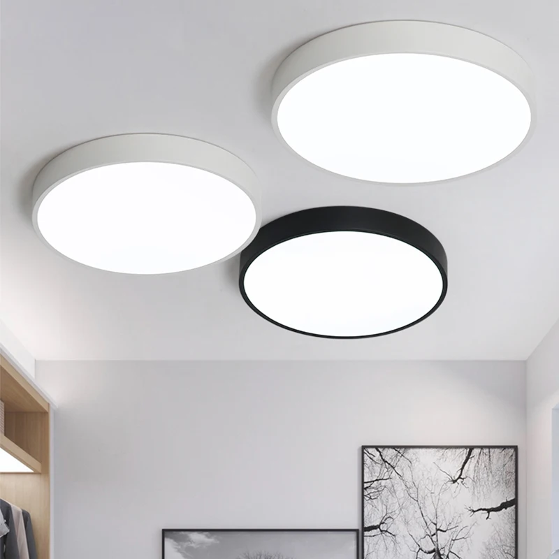 Creative Ultra-thin 5cm LED Round Ceiling Light Dimmable Remote Control Ceiling Lamp white black for Bedroom Kitchen Restaurant